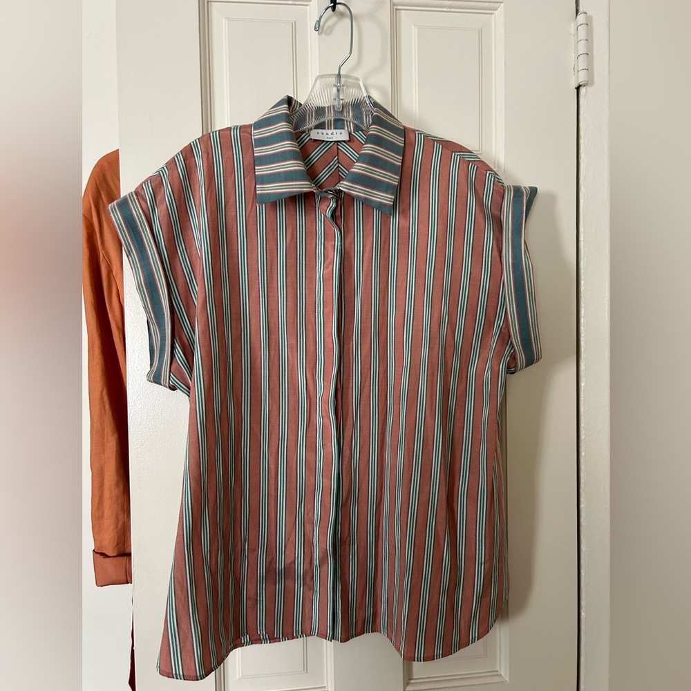 Sandro Paris collared short sleeved top
